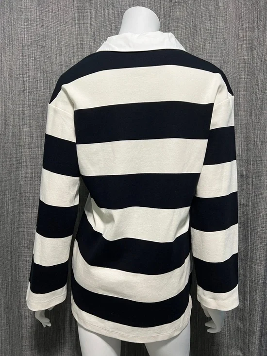 Anthropologie DOLAN Long-Sleeve Rugby Mini Dress Black White XSP - Picture 8 of 12
